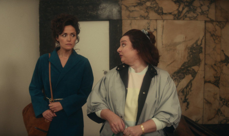 Blue Belted Coat of Rose Byrne as Sheila Rubin Outfit Physical TV Show