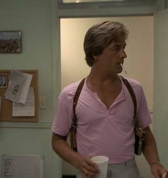 Cotton Pink Short-Sleeved Shirt of Don Johnson Outfit Miami Vice TV Show