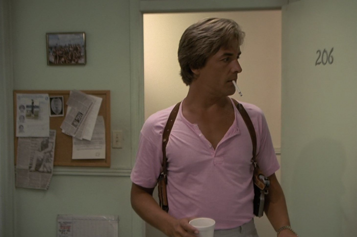 Cotton Pink Short-Sleeved Shirt of Don Johnson Outfit Miami Vice TV Show