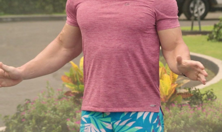 Blue Tropical Pattern Surf Board Shorts of John Cena as Ron Outfit Vacation Friends 2 (2023) Movie