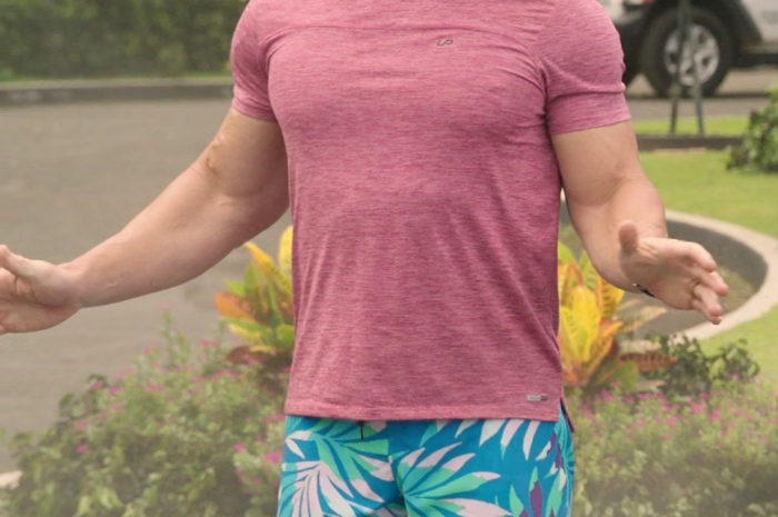 Blue Tropical Pattern Surf Board Shorts of John Cena as Ron Outfit Vacation Friends 2 (2023) Movie