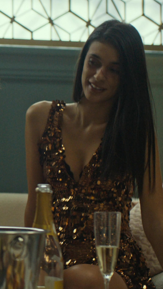 Gold Sequin Mini Dress of Laysla De Oliveira as Cruz Manuelos