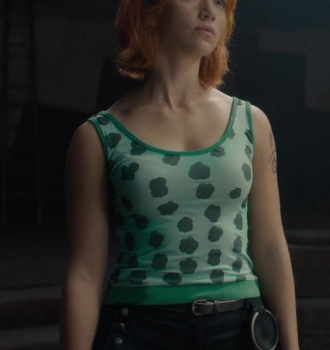 Speckled Pattern Green Top of Emily Rudd as Nami Outfit One Piece TV Show