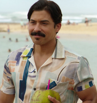 Multi Painted Print Short Sleeve Shirt of Carlos Santos as Maurillio Outfit Vacation Friends 2 (2023) Movie