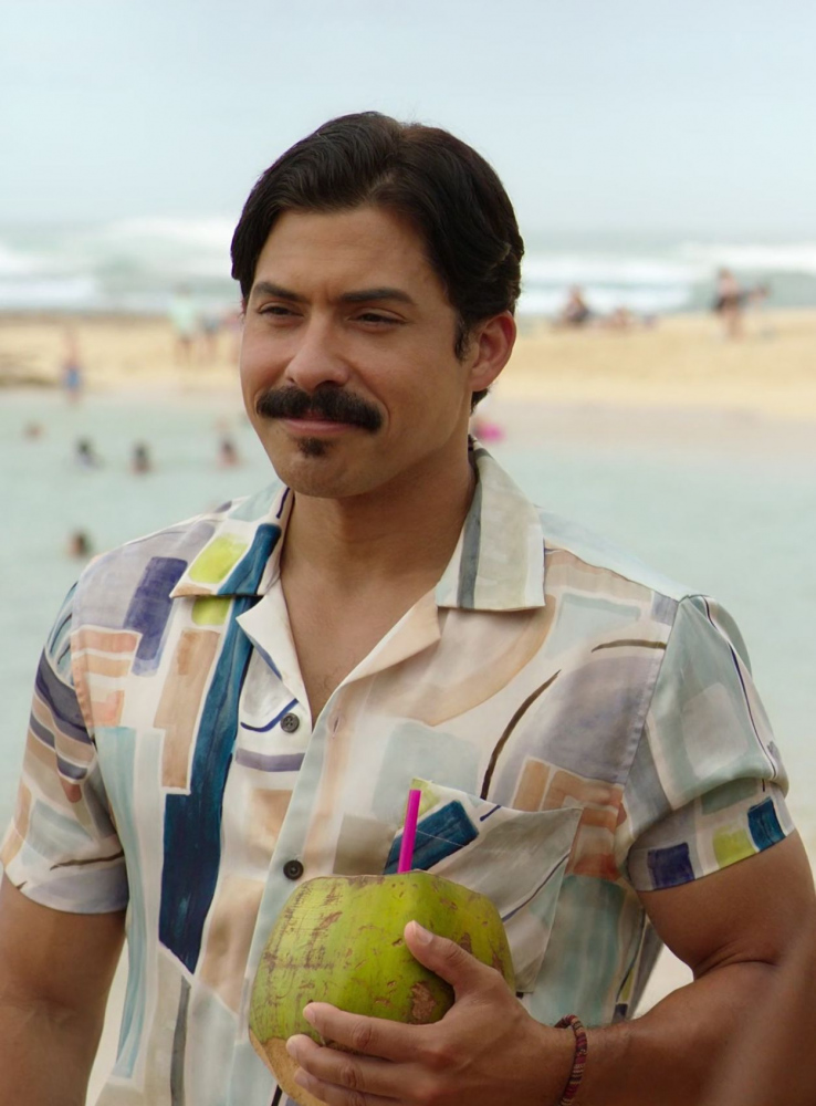 multi painted print short sleeve shirt - Carlos Santos (Maurillio) - Vacation Friends 2 (2023) Movie