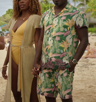 Floral Pattern Hawaiian Shirt and Shorts Suit of Lil Rel Howery as Marcus Outfit Vacation Friends 2 (2023) Movie