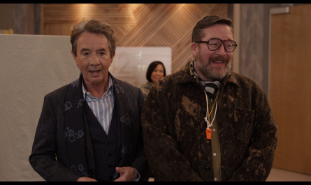 Abstract Camo Pattern Wool Chore Coat Worn by Michael Cyril Creighton as Howard Morris Outfit Only Murders in the Building TV Show