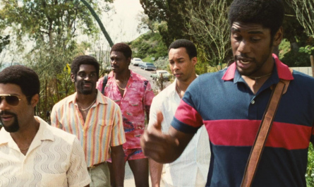 Blue and Red Polo Shirt Worn by Quincy Isaiah as Magic Johnson Outfit Winning Time: The Rise of the Lakers Dynasty TV Show