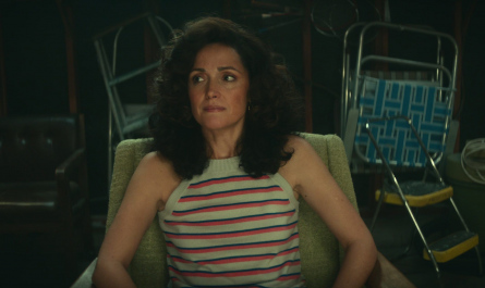 Multi-colored striped sleeveless top of Rose Byrne as Sheila Rubin Outfit Physical TV Show