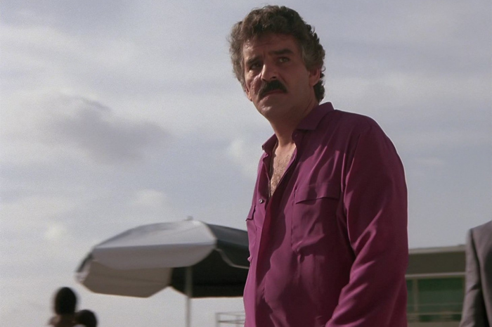 Purple Button Down Shirt Worn by Dennis Farina as Albert Lombard Outfit Miami Vice TV Show