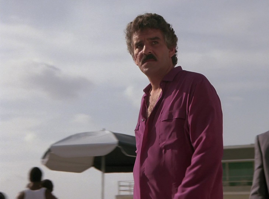 purple button down shirt - Dennis Farina (Albert Lombard) - Miami Vice TV Show