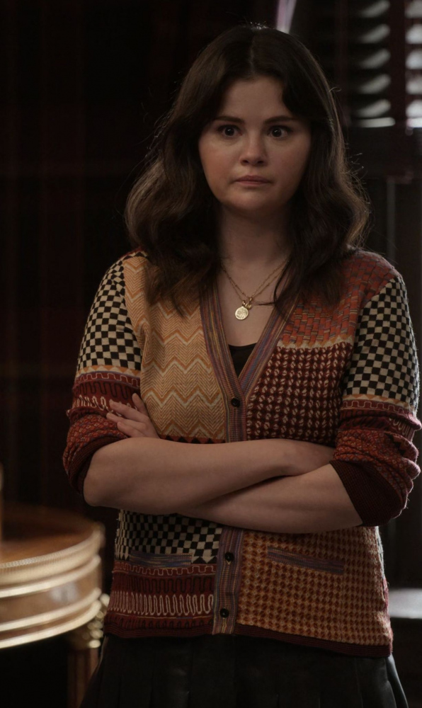 patchwork jacquard cardigan - Selena Gomez (Mabel Mora) - Only Murders in the Building TV Show