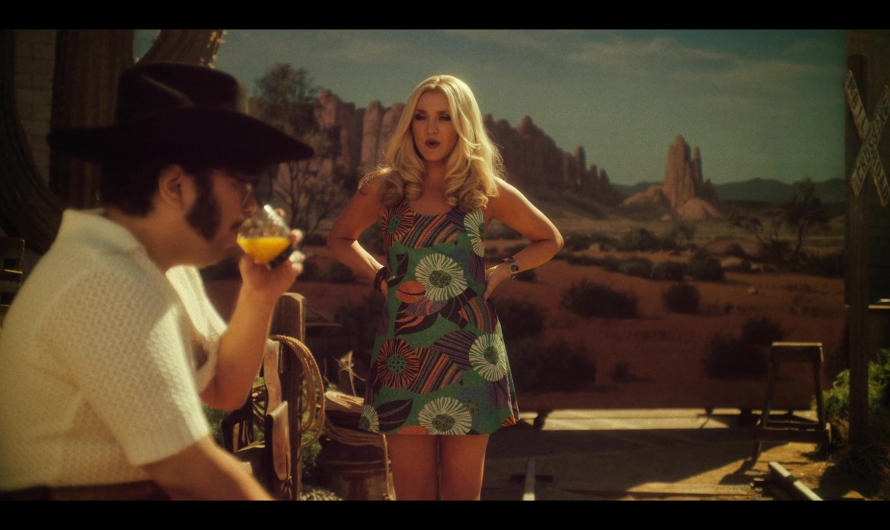 Floral Pattern Groovy Short Dress Worn by Jessica Lowe as Bambi