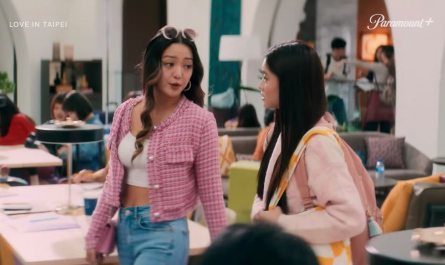 Pink Jacquard Cropped Blazer Jacket Worn by Chelsea Zhang as Sophie Ha Outfit Love in Taipei (2023) Movie