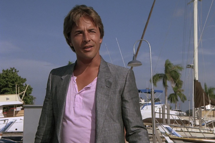 Grey Wool Linen Blazer Jacket of Don Johnson as Detective James Crockett Outfit Miami Vice TV Show