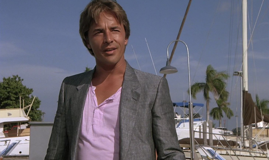 Grey Wool Linen Blazer Jacket of Don Johnson as Detective James Crockett