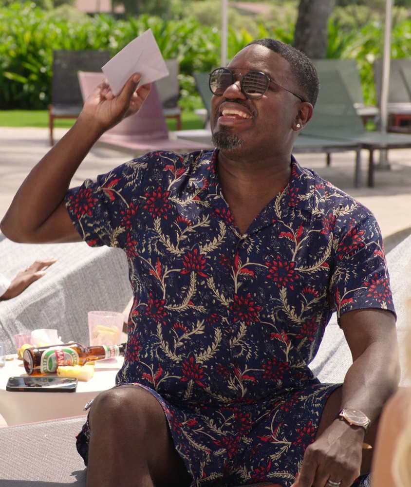 Printed Lightweight Organic Short Sleeved Shirt and Shorts Worn by Lil Rel Howery as Marcus