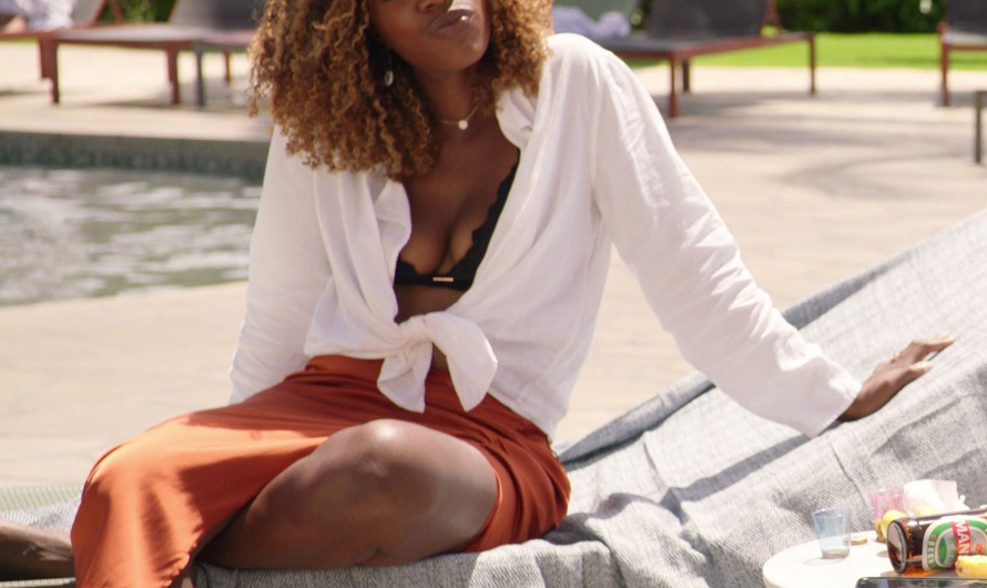 White Button Up Tie Front Blouse Worn by Yvonne Orji as Emily