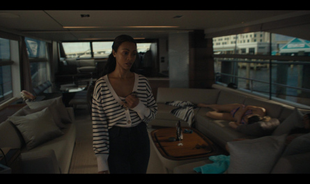 Stripe Cardigan Worn by Zoe Saldaña as Joe Outfit Special Ops: Lioness TV Show