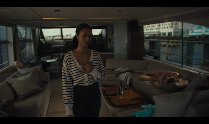 Stripe Cardigan Worn by Zoe Saldaña as Joe
