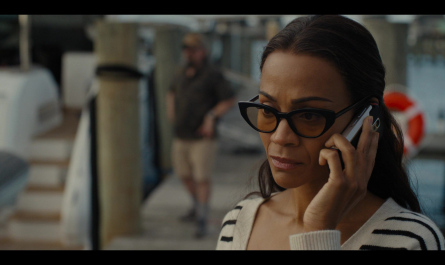 Cat Eye Frame Glasses of Zoe Saldaña as Joe Outfit Special Ops: Lioness TV Show