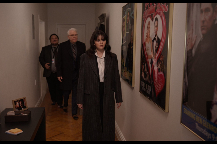 Mid-Length Pinstripe Coat of Selena Gomez as Mabel Mora Outfit Only Murders in the Building TV Show