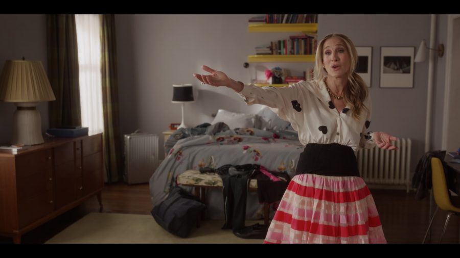 white, red and pink stripe tulle skirt - Sarah Jessica Parker (Carrie Bradshaw) - And Just Like That... TV Show