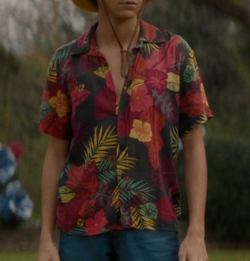 Tropical Floral Print Hawaiian Short Sleeve Shirt Worn by Iñaki Godoy as Monkey D Luffy