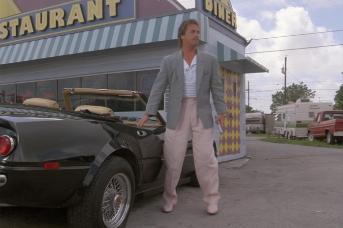 Pastel Pink Pants of Don Johnson as Detective James "Sonny" Crockett Outfit Miami Vice TV Show