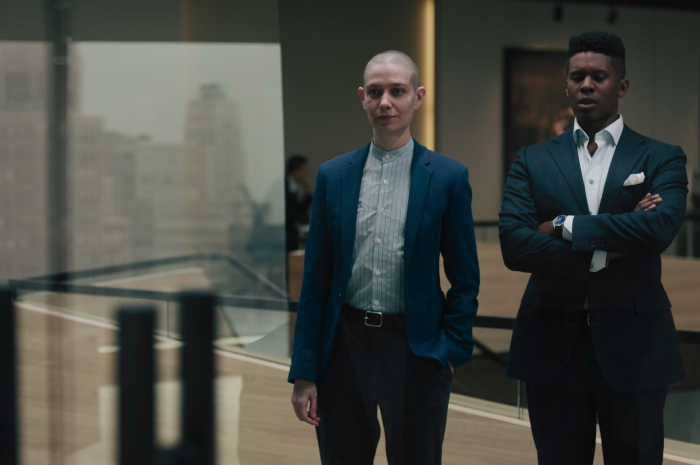 Blue Blazer Worn by Asia Kate Dillon as Taylor Amber Mason Outfit Billions TV Show