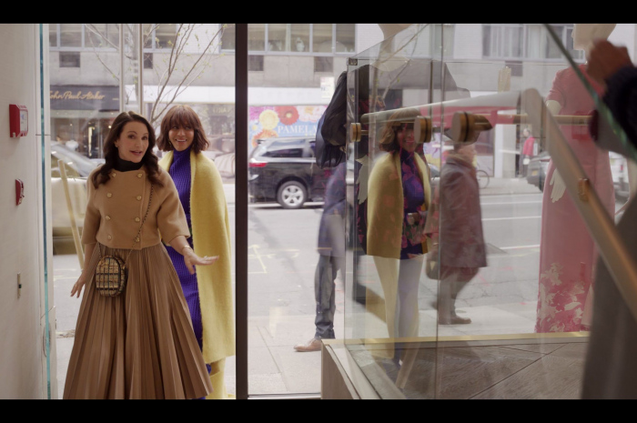 Brown Long Pleated Skirt Worn by Kristin Davis as Charlotte York Goldenblatt Outfit And Just Like That... TV Show