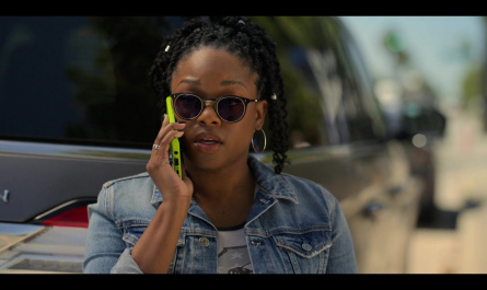 Round Shape Sunglasses Worn by Jazz Raycole as Izzy Letts Outfit The Lincoln Lawyer TV Show