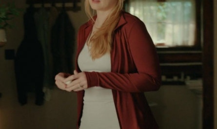 Red Sports Jacket of Alexandra Breckenridge as Mel Monroe Outfit Virgin River TV Show