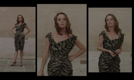 Olive Zebra Print Green Dress Worn by Philippine Leroy-Beaulieu as Sylvie Outfit Emily in Paris TV Show