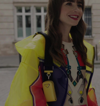 Neon Bright Jacket of Lily Collins as Emily Cooper Outfit Emily in Paris TV Show
