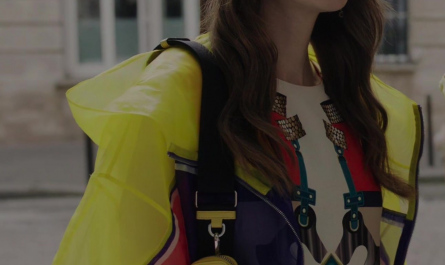 Neon Bright Jacket of Lily Collins as Emily Cooper Outfit Emily in Paris TV Show