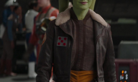 Brown Leather Aviator Jacket with Fur Collar Worn by Mary Elizabeth Winstead as Hera Syndulla Outfit Ahsoka TV Show