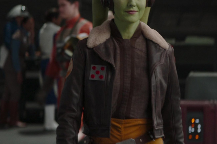 Brown Leather Aviator Jacket with Fur Collar Worn by Mary Elizabeth Winstead as Hera Syndulla Outfit Ahsoka TV Show