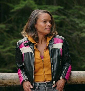 Faux Leather Biker Jacket of Kandyse McClure as Kaia Outfit Virgin River TV Show