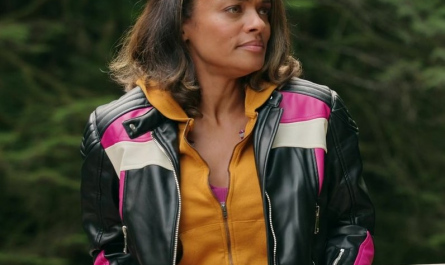 Faux Leather Biker Jacket of Kandyse McClure as Kaia Outfit Virgin River TV Show