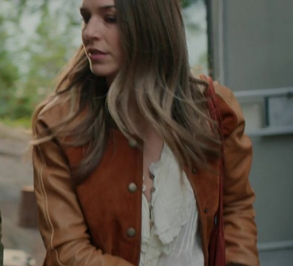 Suede Leather Bomber Jacket of Elise Gatien as Lark