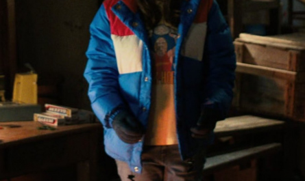 Blue/White/Red Puffer Jacket Worn by Winona Ryder as Joyce Byers Outfit Stranger Things TV Show