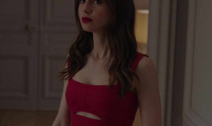 Red Cut Out Crop Top of Lily Collins as Emily Cooper