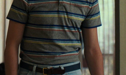 Striped Grey Short Sleeve Shirt Worn by Noah Schnapp as Will Byers Outfit Stranger Things TV Show