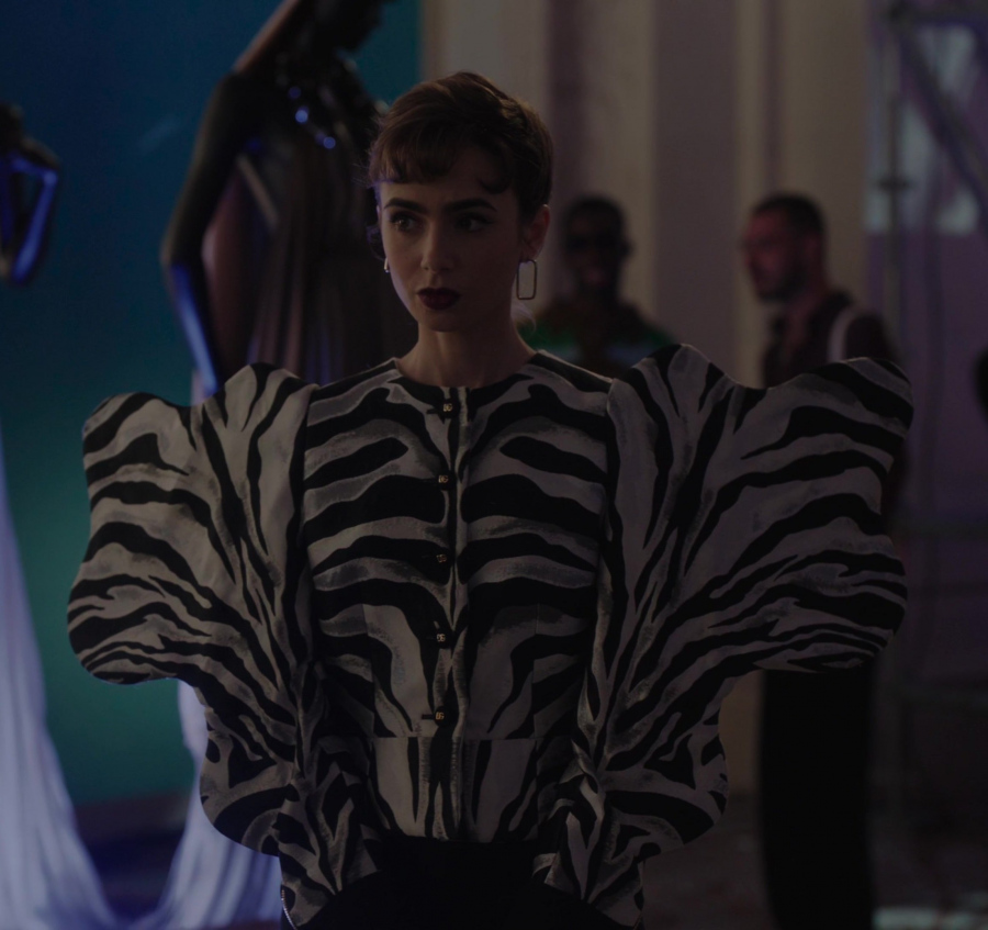 zebra jacket - Lily Collins (Emily Cooper) - Emily in Paris TV Show