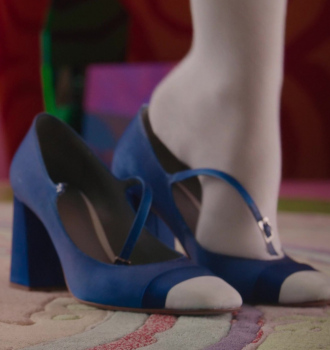 Blue Suede High Heel Shoes of Margot Robbie Outfit Barbie (2023) Movie