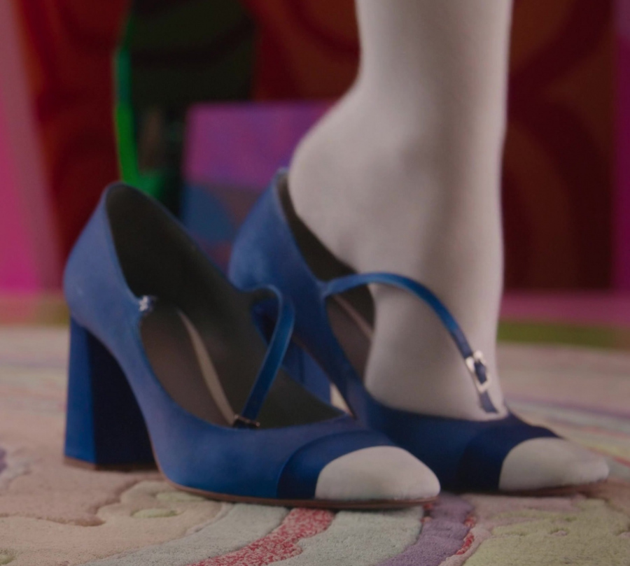 blue suede high heel shoes - Margot Robbie) - Barbie (2023) Movie