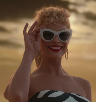 Vintage White Cat Eye Frame Sunglasses Worn by Margot Robbie Outfit Barbie (2023) Movie