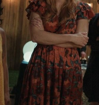 Floral Midi Dress with Flutter Sleeves Worn by Alexandra Breckenridge as Mel Monroe Outfit Virgin River TV Show
