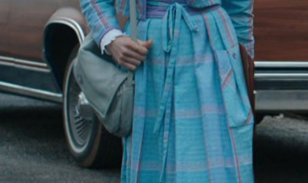 Blue Plaid Pattern Jacket and Skirt Suit of Natalia Dyer as Nancy Wheeler Outfit Stranger Things TV Show